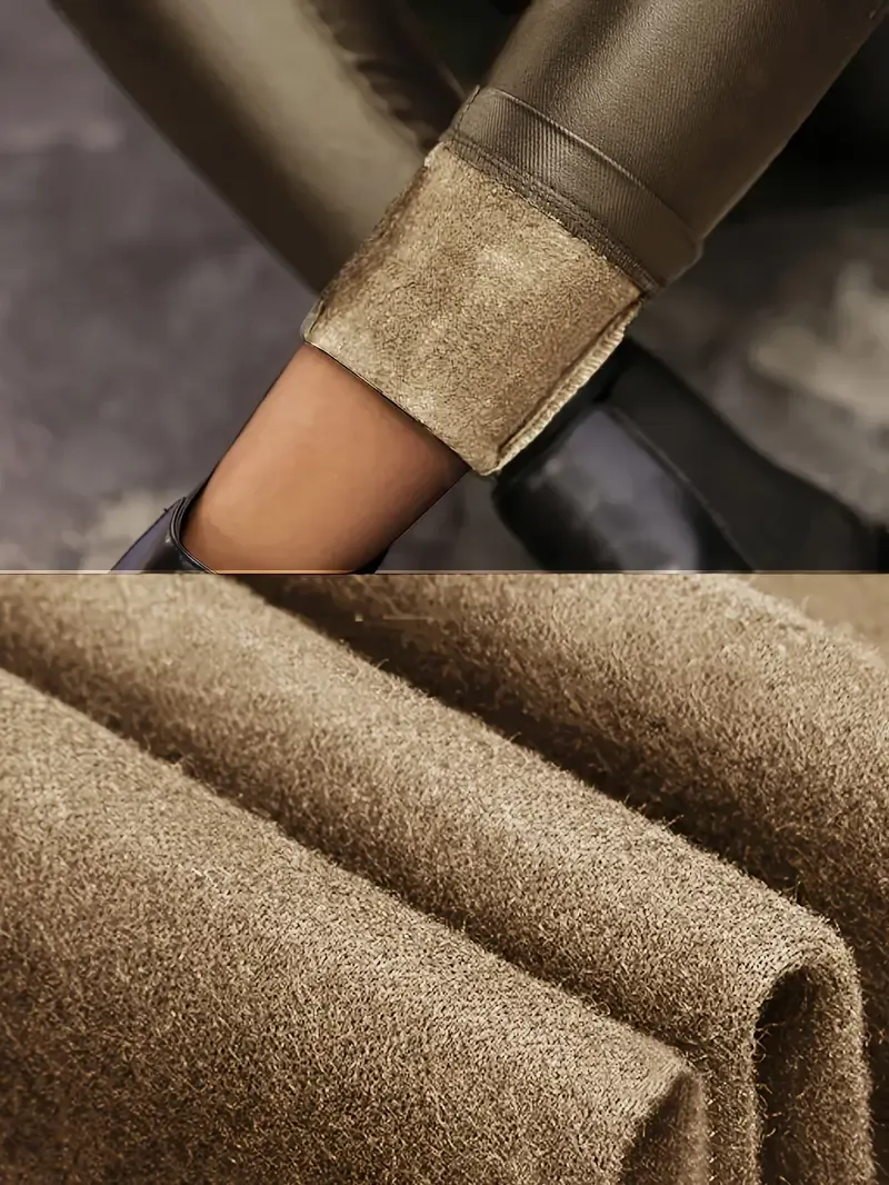 New 2024 Ladies' Pants With Fleece, High Elasticity, Trendy Pants, Versatile And Slimming Ladies' High-waisted Long Pants