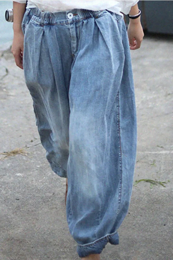 Floral Print Cotton Lentern Pants