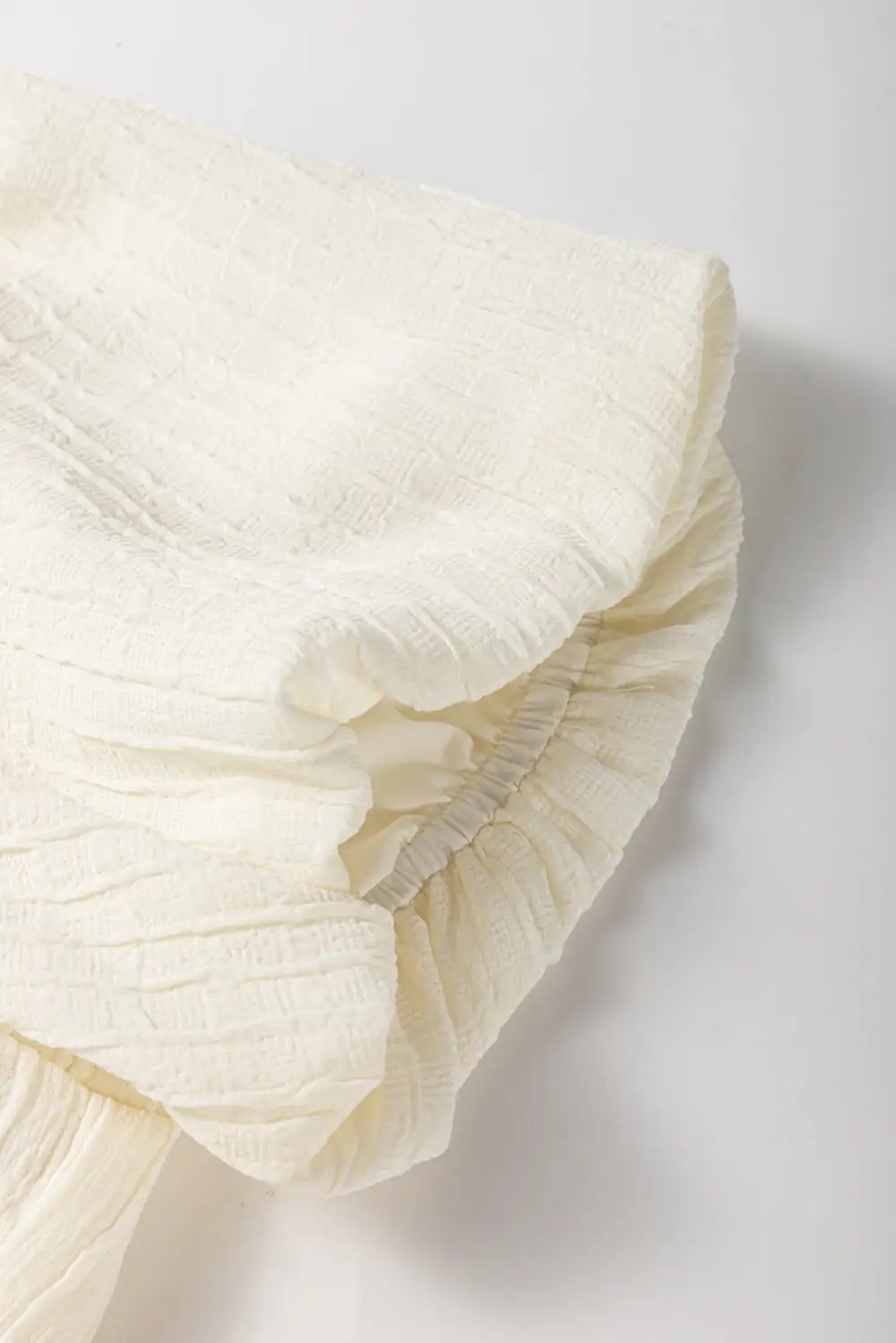 Bow Detail Textured Puff Sleeve Blouse