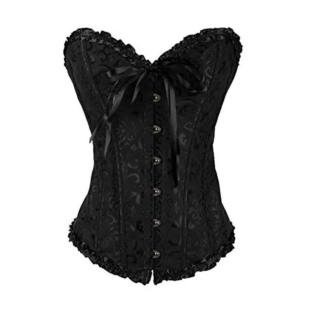 Women's Corsets Trachtenmieder Christmas Halloween Wedding Party Birthday Party Xmas Plus Size Apricot Creamy-white Black Red Country Bavarian Overbust Corset Hook & Eye Lace Up Tummy Control Push