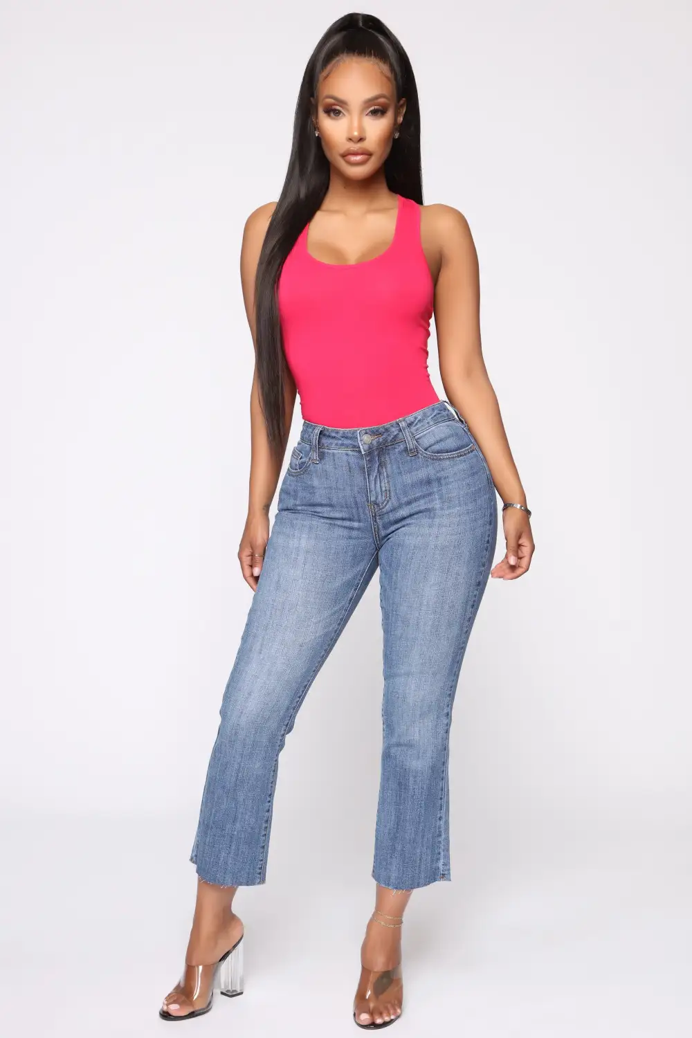 Davina Basic Tank Bodysuit - Fuchsia