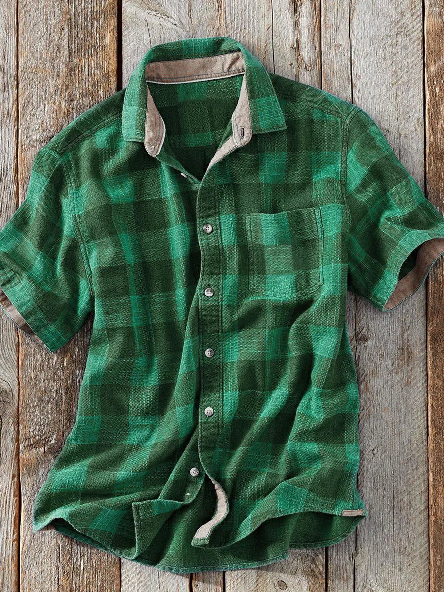 St. Patrick's Day Green Plaid Short Sleeve Shirt