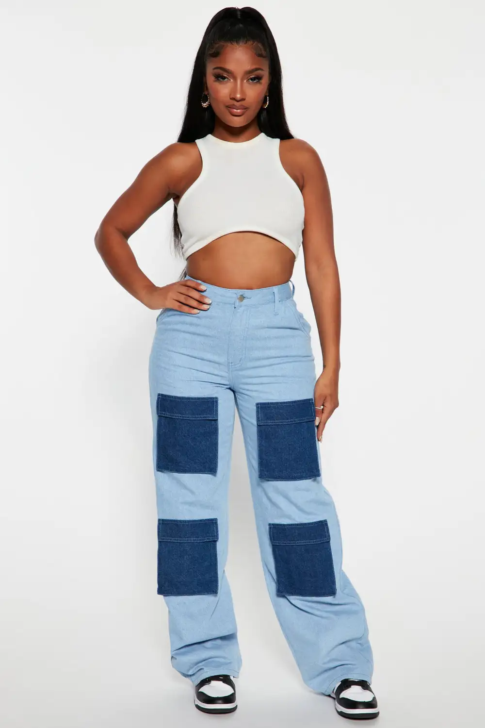 Name Of The Game 90's Cargo Jeans - Blue Wash