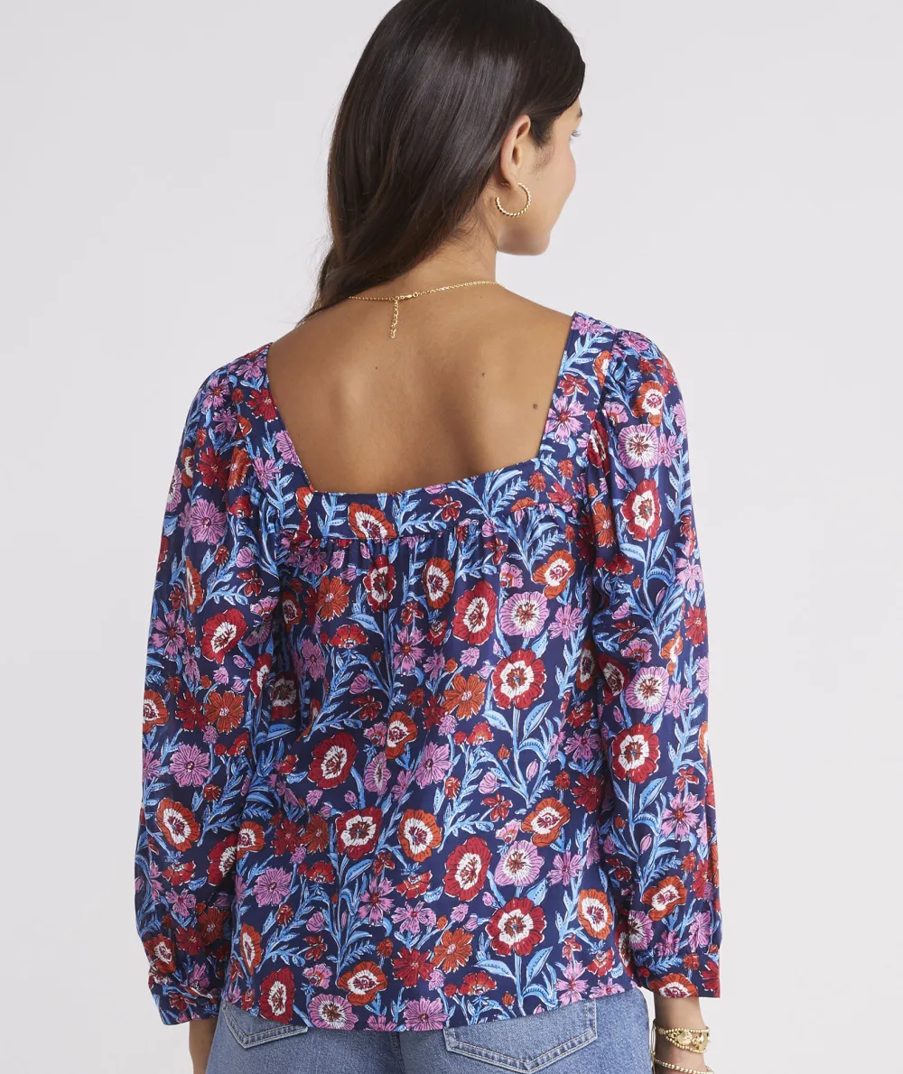 Tisbury Floral Square-Neck Top