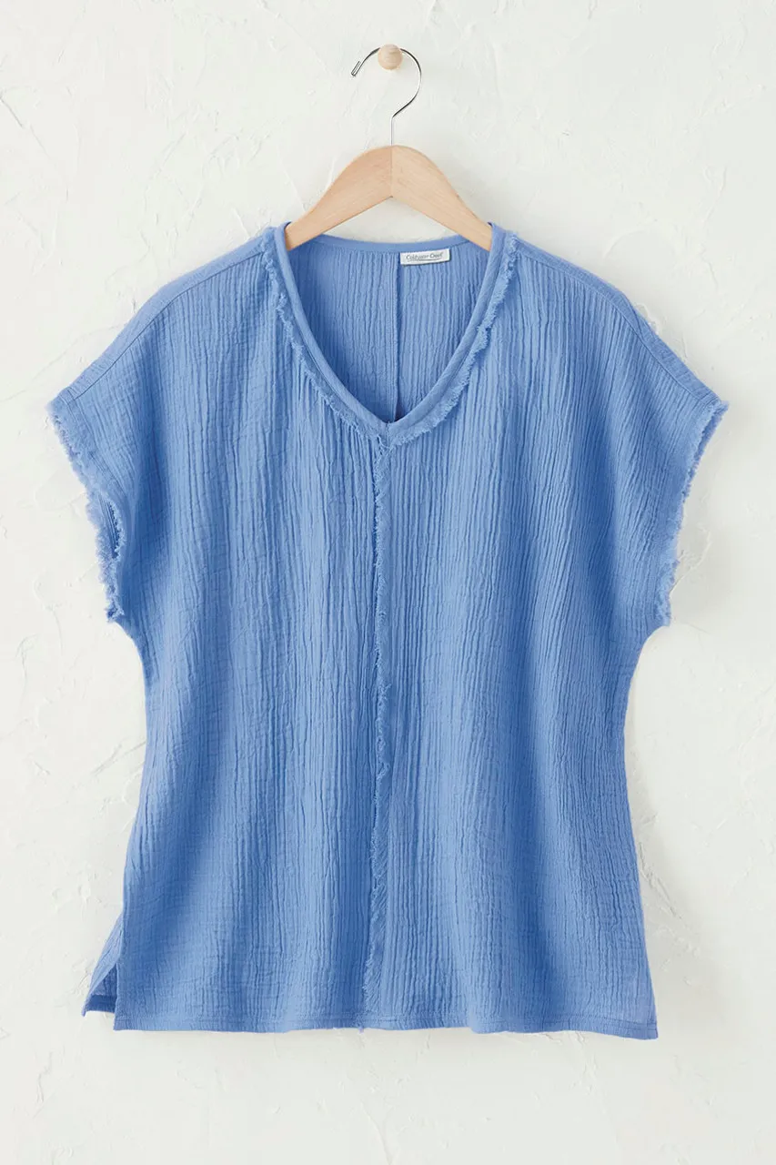 Sonoma Frayed Gauze Top