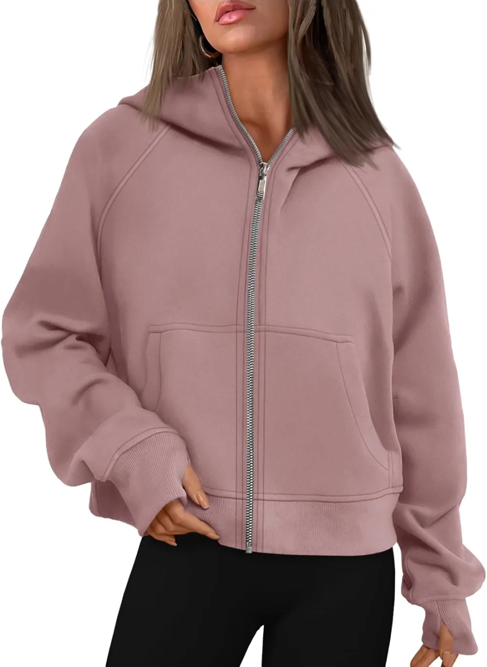 Womens Zip Up Hoodies Fleece Jackets Oversized Sweatshirts Fall Fashion Outfits 2024 Sweaters Winter Clothes