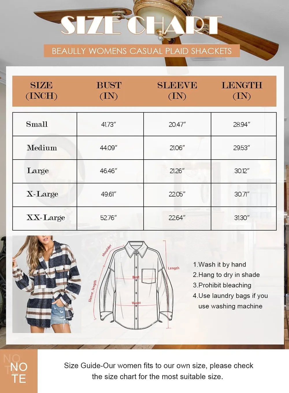 Women's Flannel Plaid Shacket Long Sleeve Button Down Chest Pocketed Shirts Jacket Coats