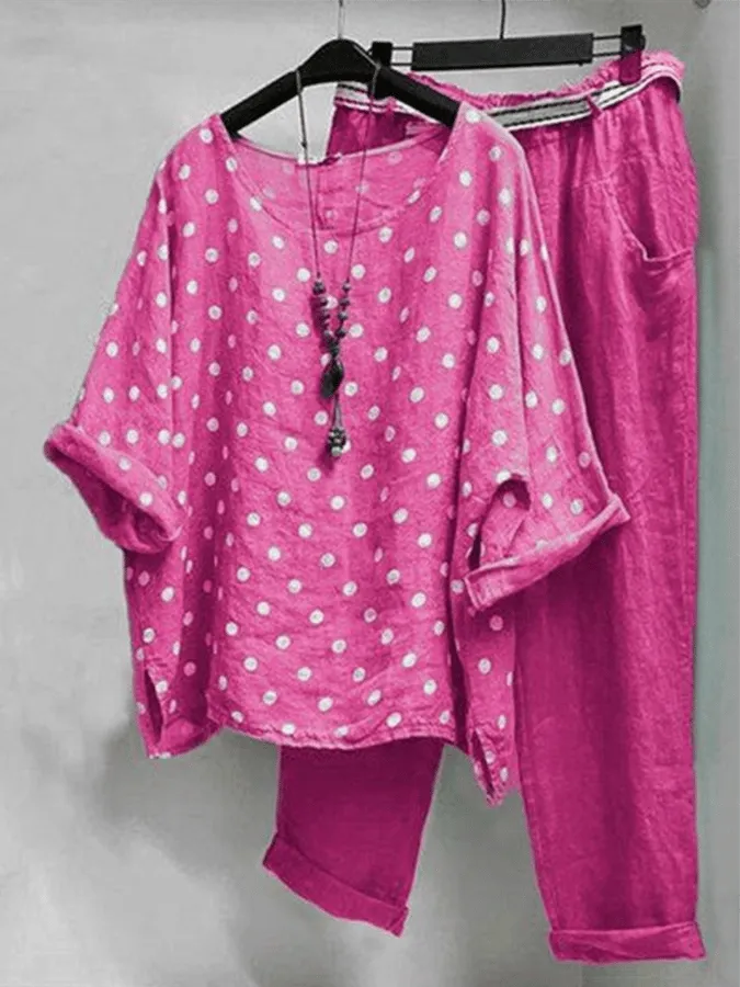 Women's fashion polka dot print suit