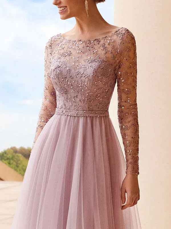 Classic Cocktail Long Mesh Lady's Dress