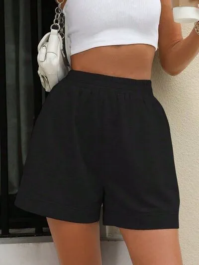 Tailored Simple Elastic Waist Shorts