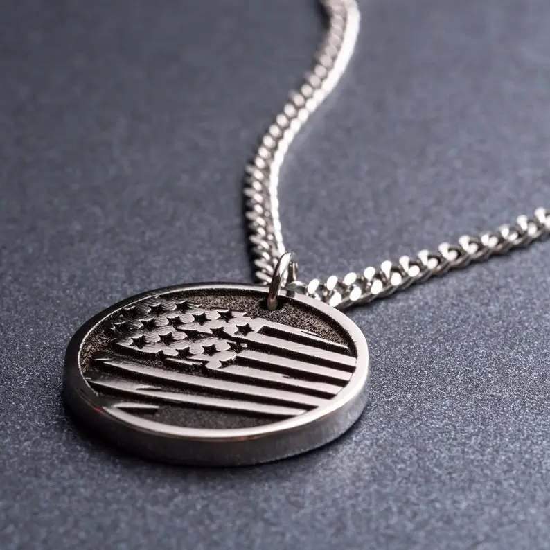 Necklace with the United States Flag. The Stars and Stripes Pendant. U.S. Flag Medallion, 4th July Gift, We the People of the United States
