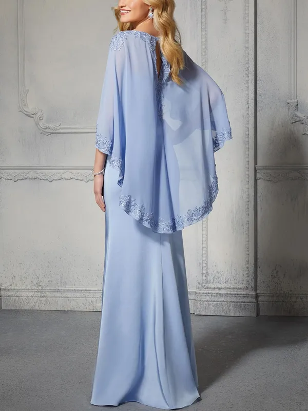 V-neck chiffon lace maxi dress