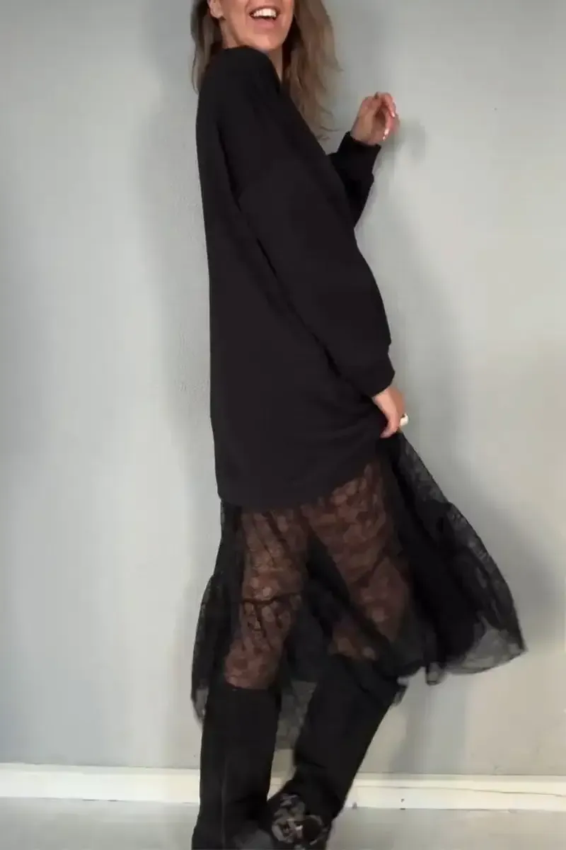 Women's Round Neck Patchwork Dress