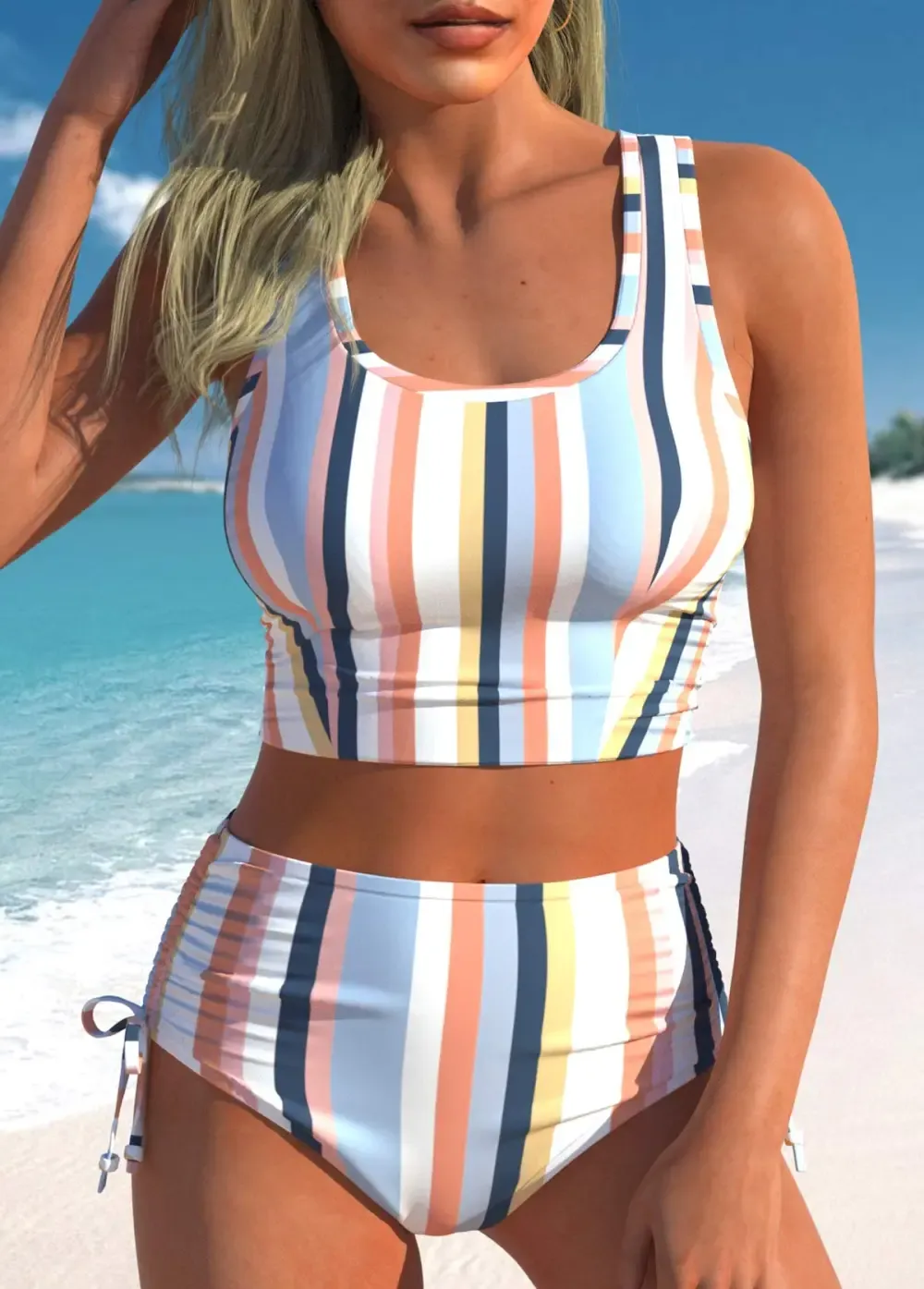 Tie Dye Print Multi Color Bikini Top