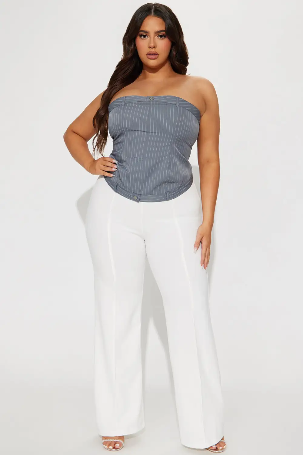 Vernee Pinstripe Tube Top - Grey/combo