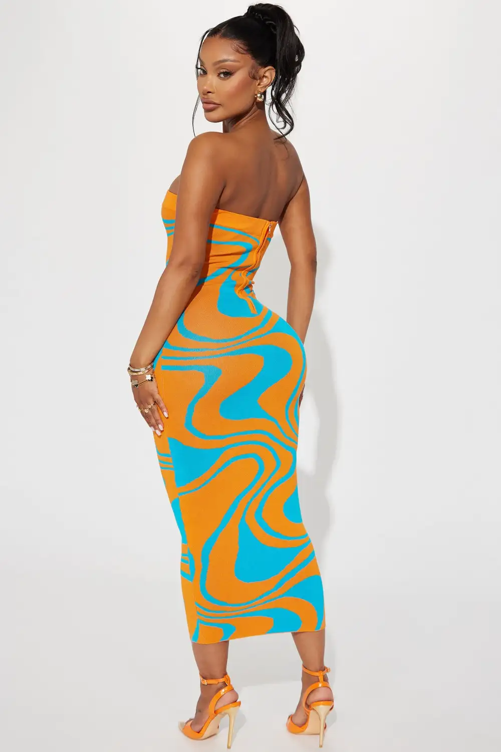 Breezy Knit Maxi Dress - Orange/combo