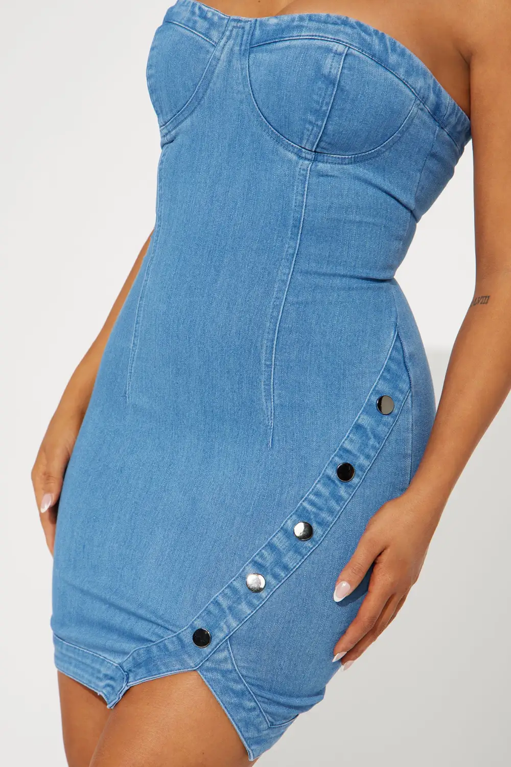 Lunette Denim Mini Dress - Medium Wash