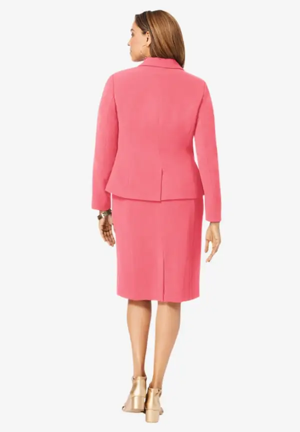 2-Piece Stretch Crepe Single-Breasted Jacket Dress