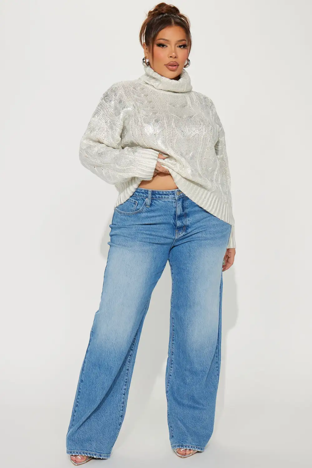 Cool Girl Metallic Sweater - Silver