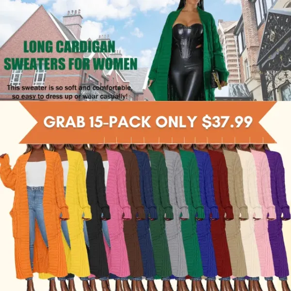 🔥Women's Long Cardigan 2025 Oversized Coat Long Sleeve Open Cardigan Knitted Extra
