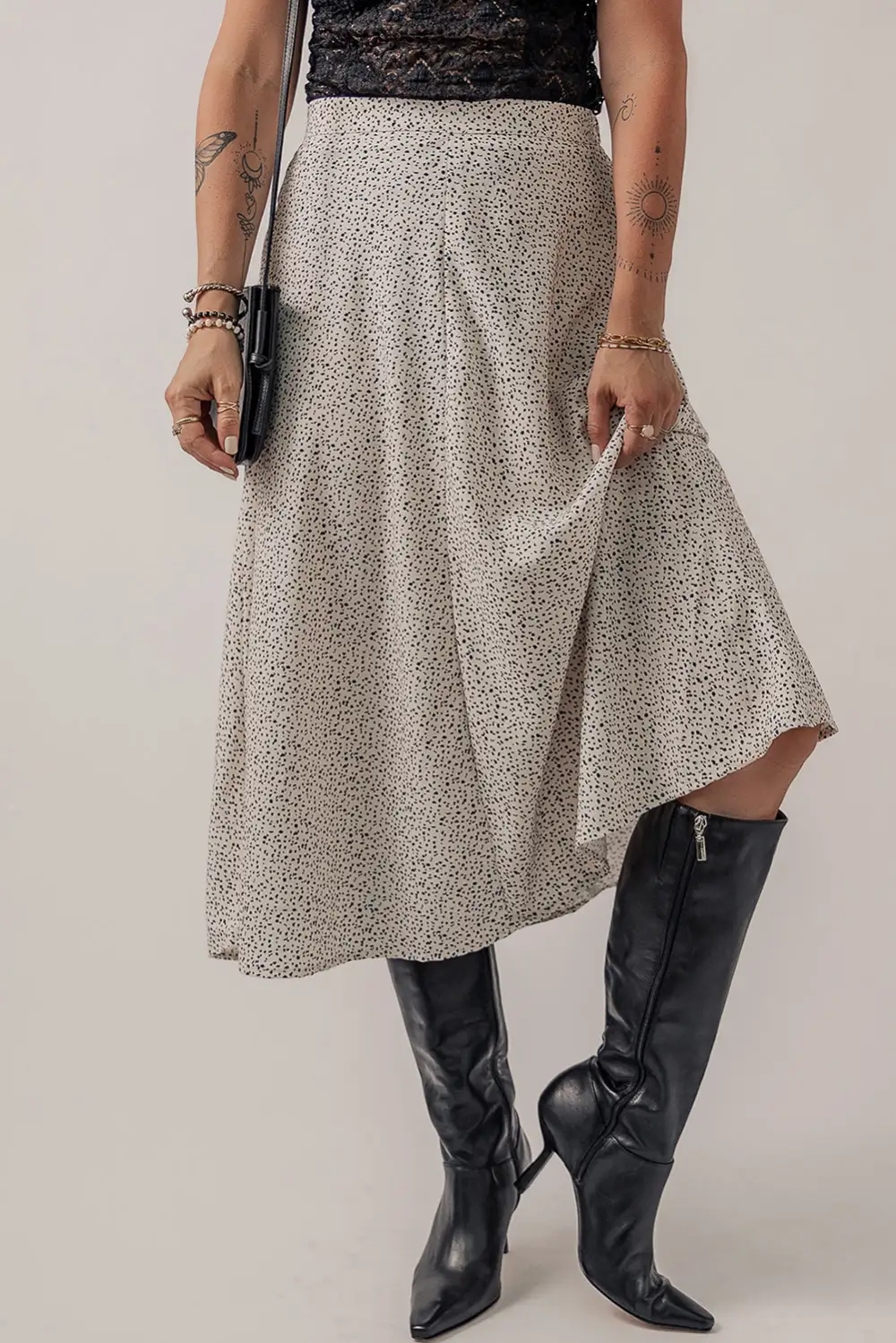 Midi Print High Waist Skirt