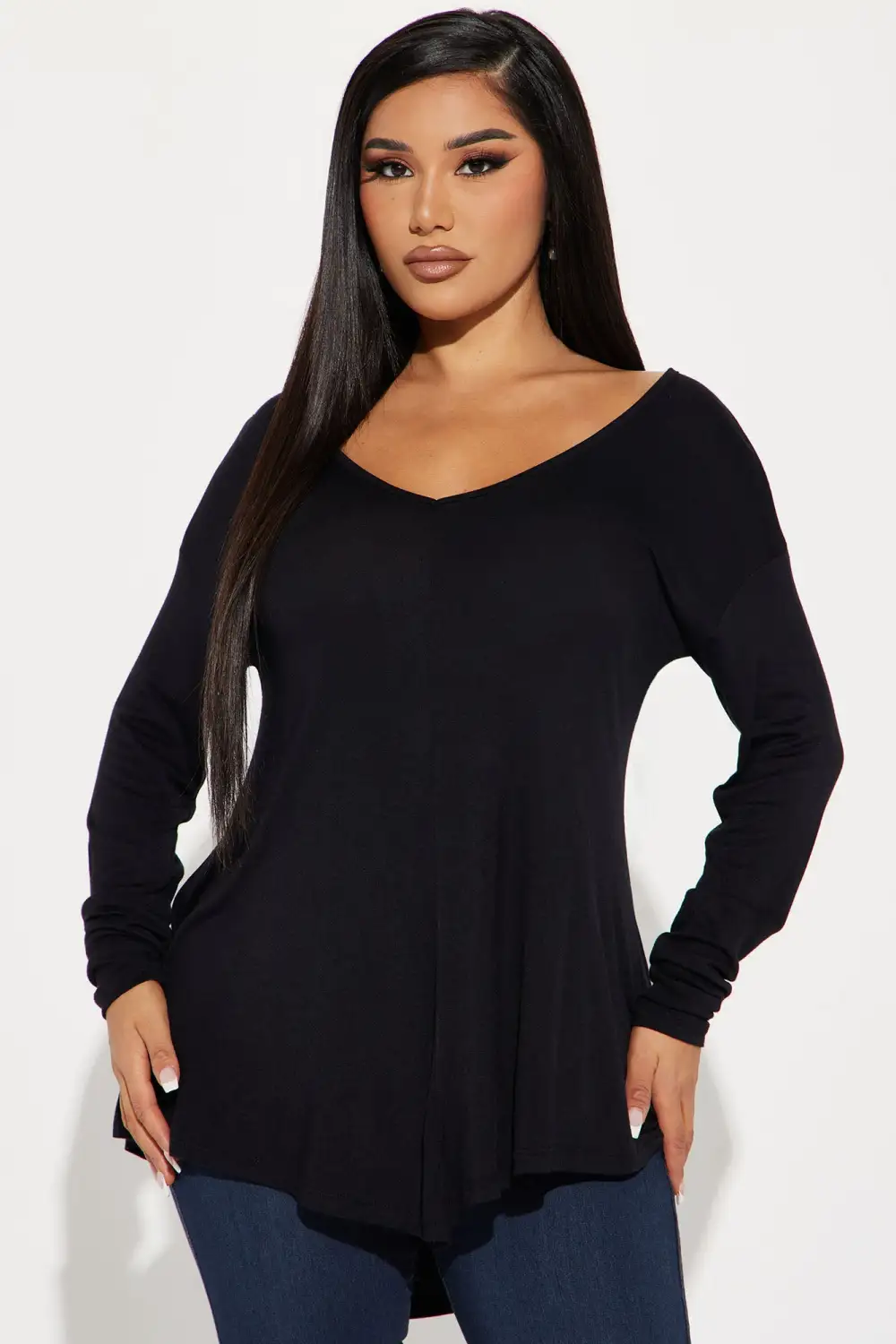 Victoria V-Neck Top - Black