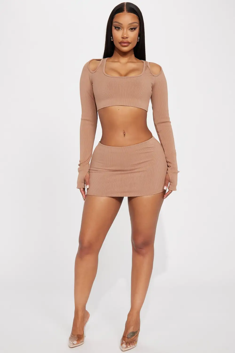 Melinna Snatched Micro Mini Skirt - Nude