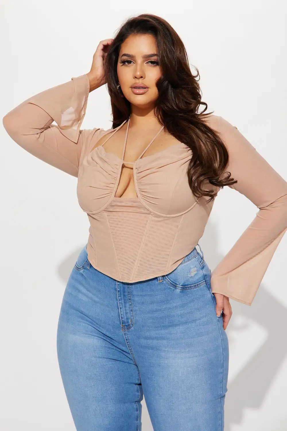 Melanie Mesh Corset Top - Nude