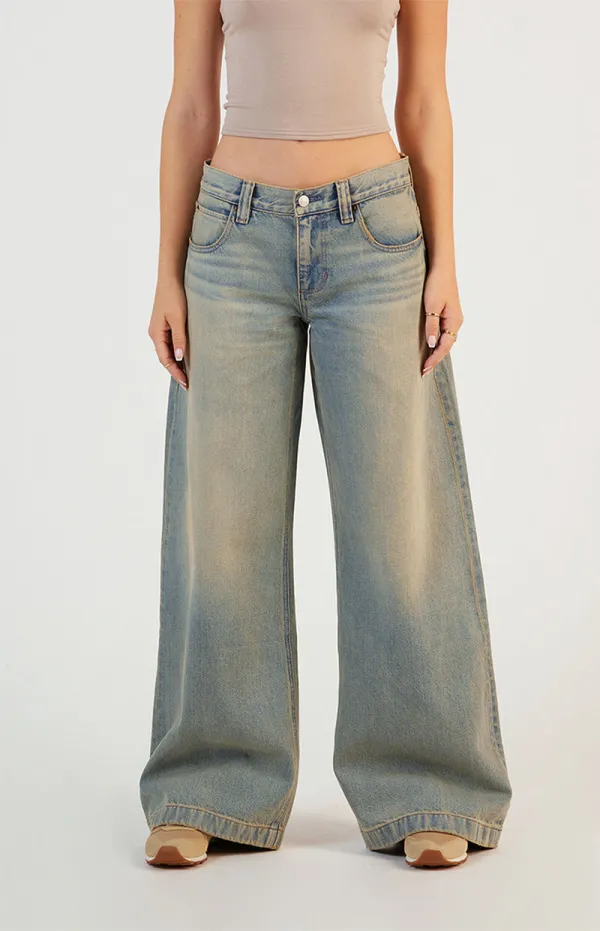 PacSun Sloane Low Rise Ultra Baggy Jeans Light Indigo Tinted