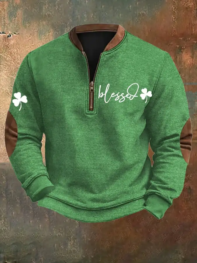 Men's St. Patrick's Day Beer Festival Print Zip-Up Sweatshirt