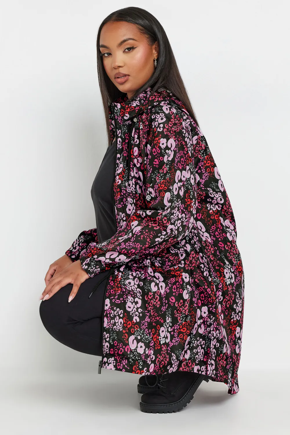 YOURS Curve Navy Blue Drawstring Lightweight Parka Jacket