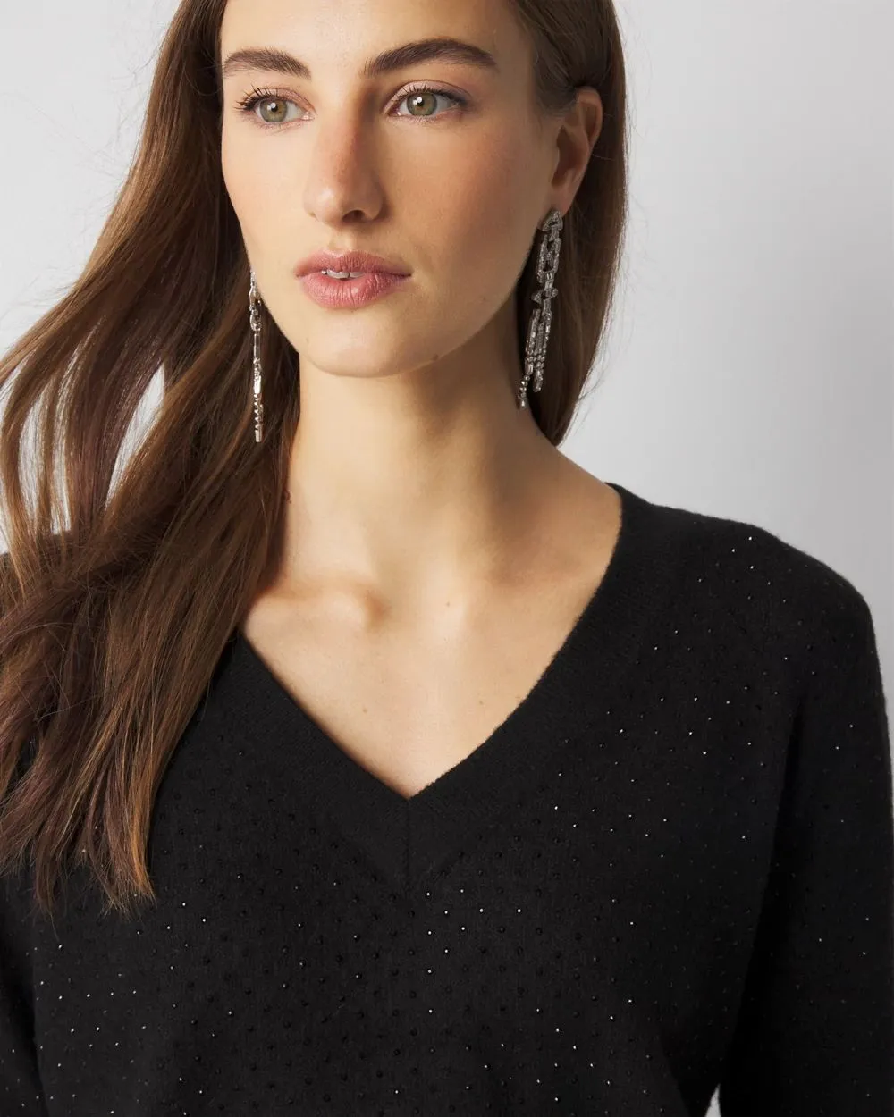 Petite Embellished V-Neck Sweater