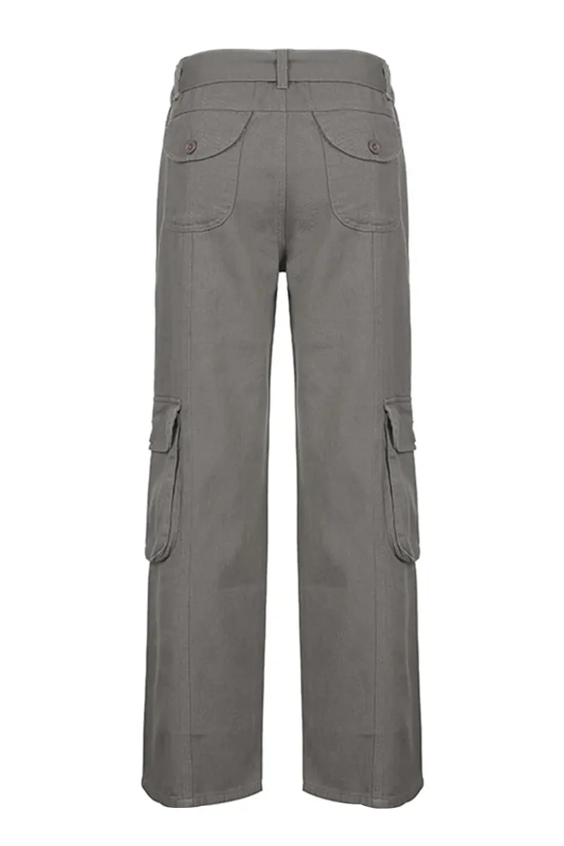 Low Waist Belted Flap Pocket Cargo Pants