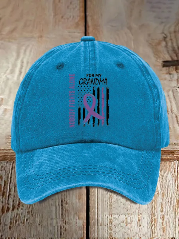 Grandma Alzheimers Awareness USA Flag Dementia Fam Baseball Caps