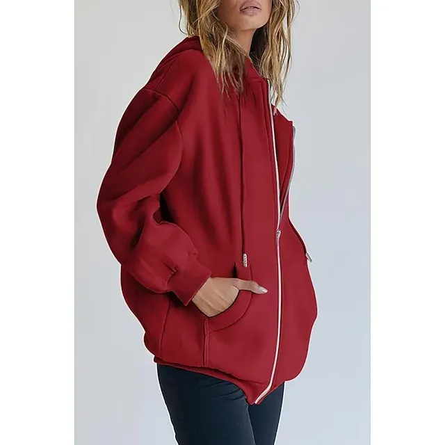 Hooded Drawstring Women's Jacket Long Sleeve Hooded Sweatshirt Athletic Warm Casual Breathable Moisture Wicking Running Sports Training Hiking Sportswear
