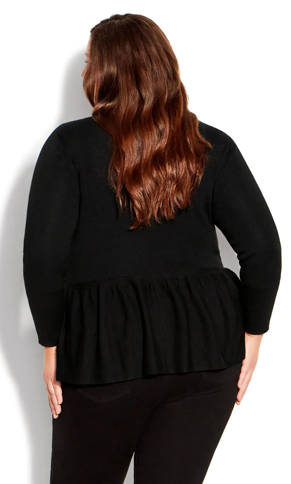 Evans Black Zip Front Frill Cardigan