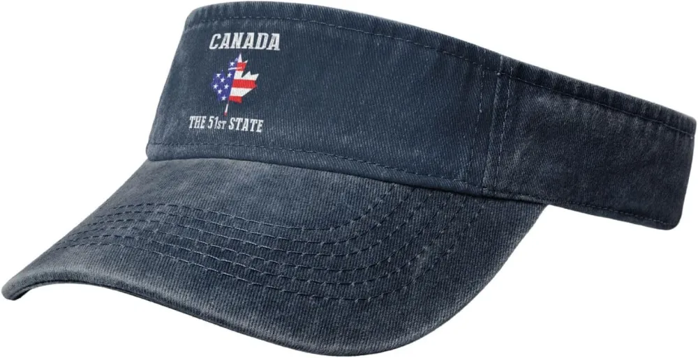 Canada 51st State Denim Visor Hat Adjustable Unisex Golf Sports Empty Top Cap
