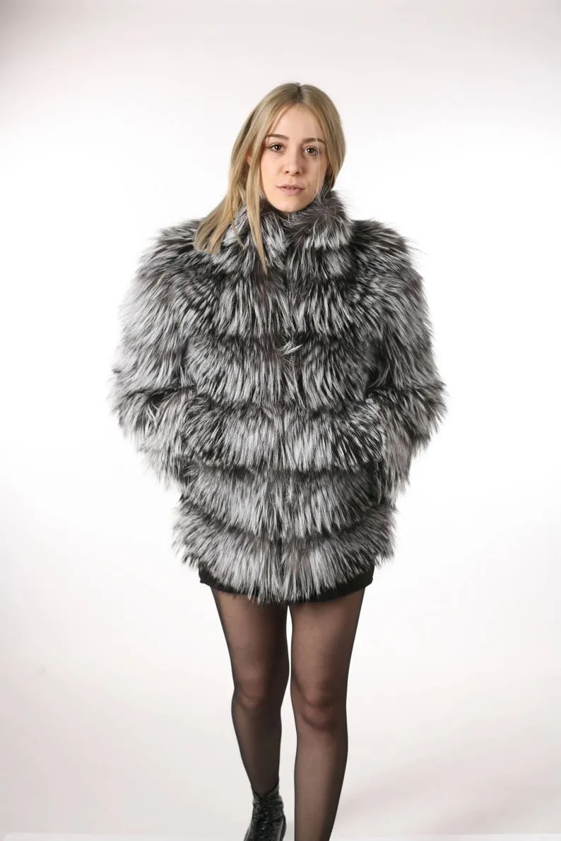 Silver Fox Fur coat