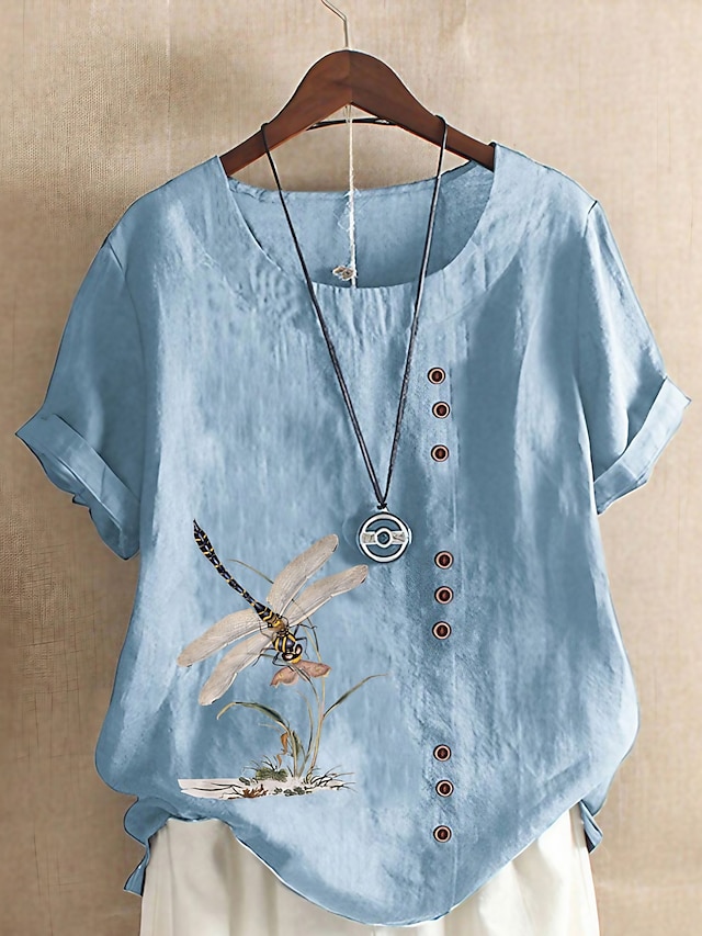test-005Short Sleeve Daily Going out Weekend Streetwear Crewneck Regular Fit Summer Spring