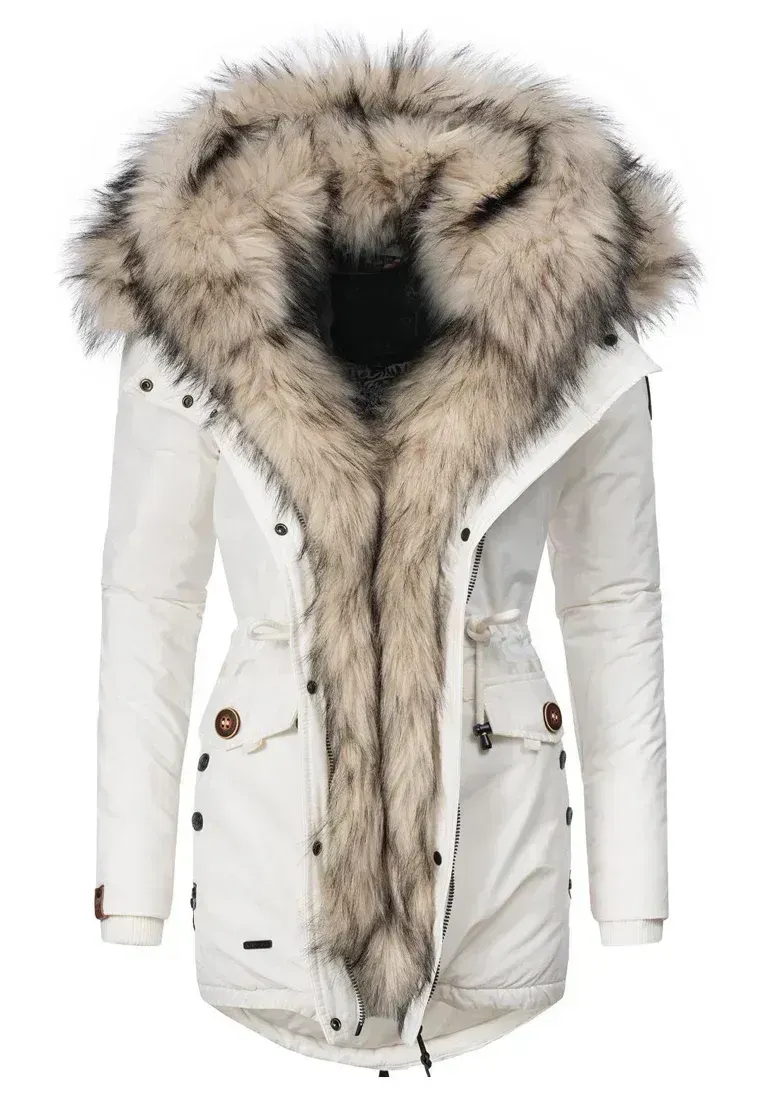 Ladies Winter Thicken Windproof Parka Beige