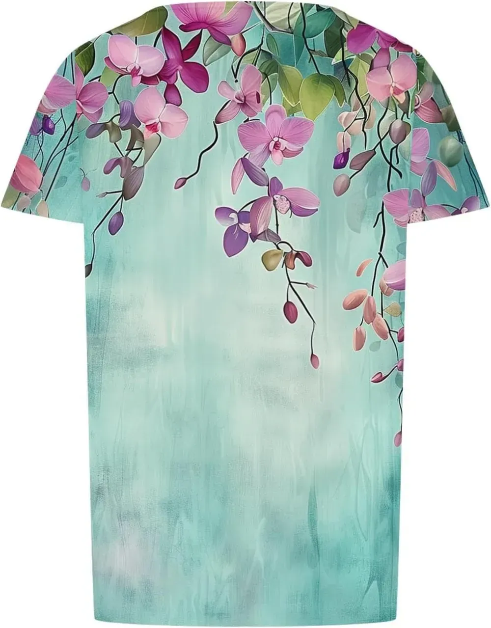 Womens Summer Pleated Front Shirts Tunics Casual Short Sleeved Loose Round Neck Boho Printed Tops Vacation Blouse