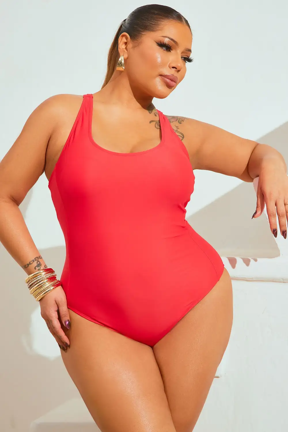 Favorite Summer Racerback 1 Piece Swimsuit - Red