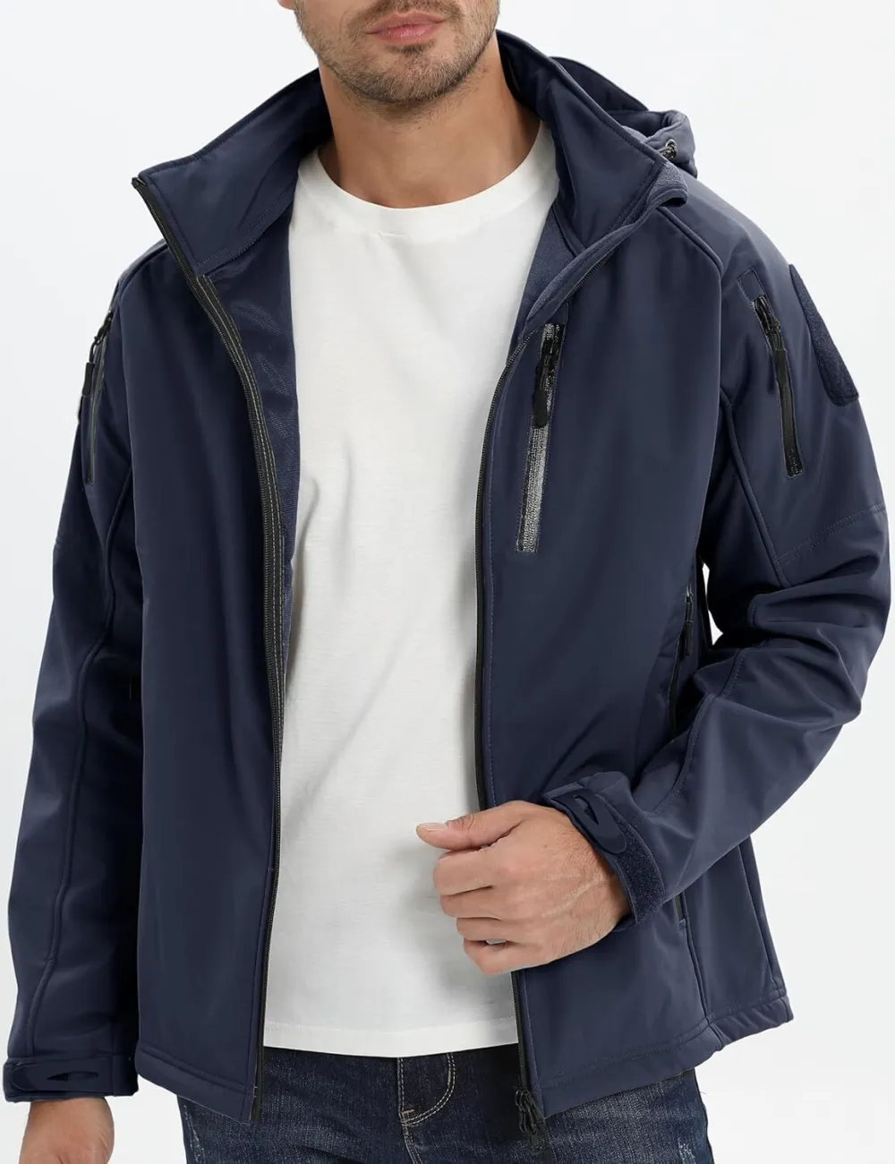 Men's Tactical Jacket 8 Pockets Water Resistant Jacket Softshell Fleece Lined Jacket Winter Coats Ski Jacket