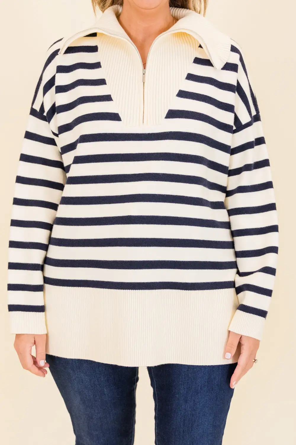 Sweet Stripes Sweater, Taupe