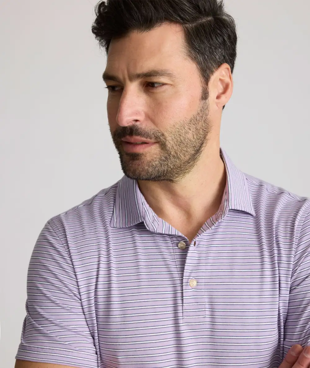 Striped Jersey Performance Polo