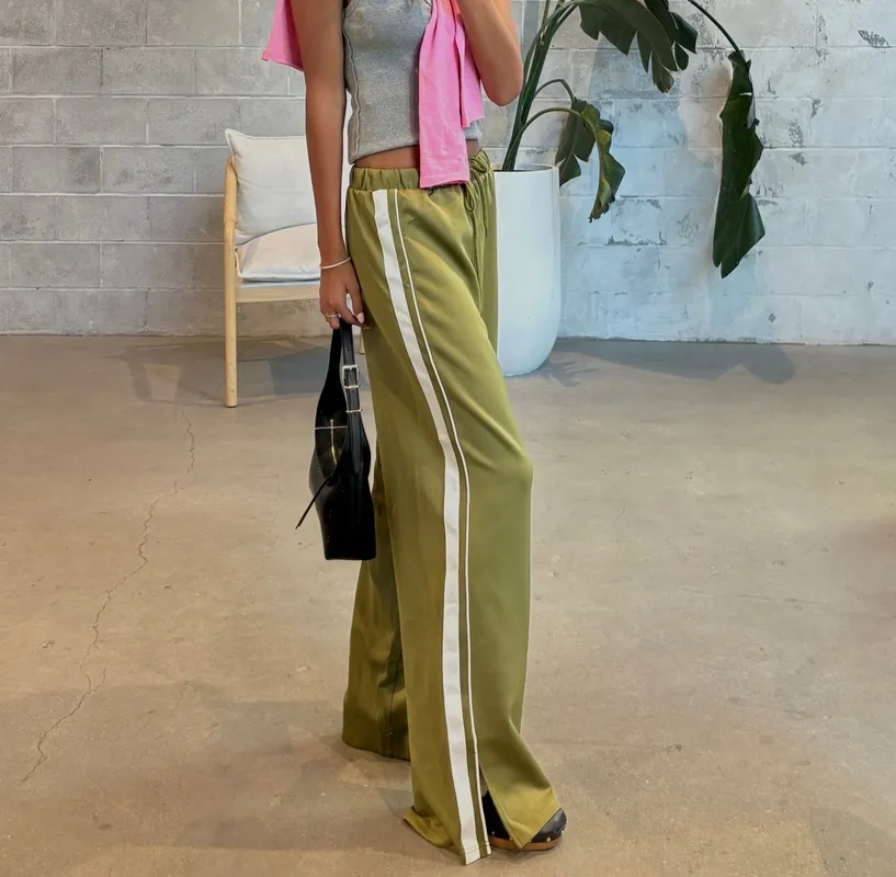 Striped Wide Leg Track Pants