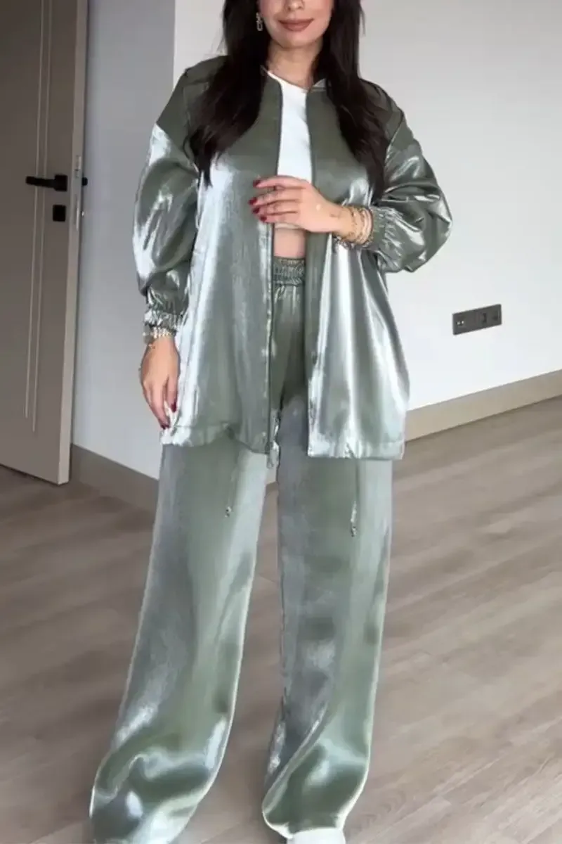 Women's Casual Solid Cardigan Two-Piece Set