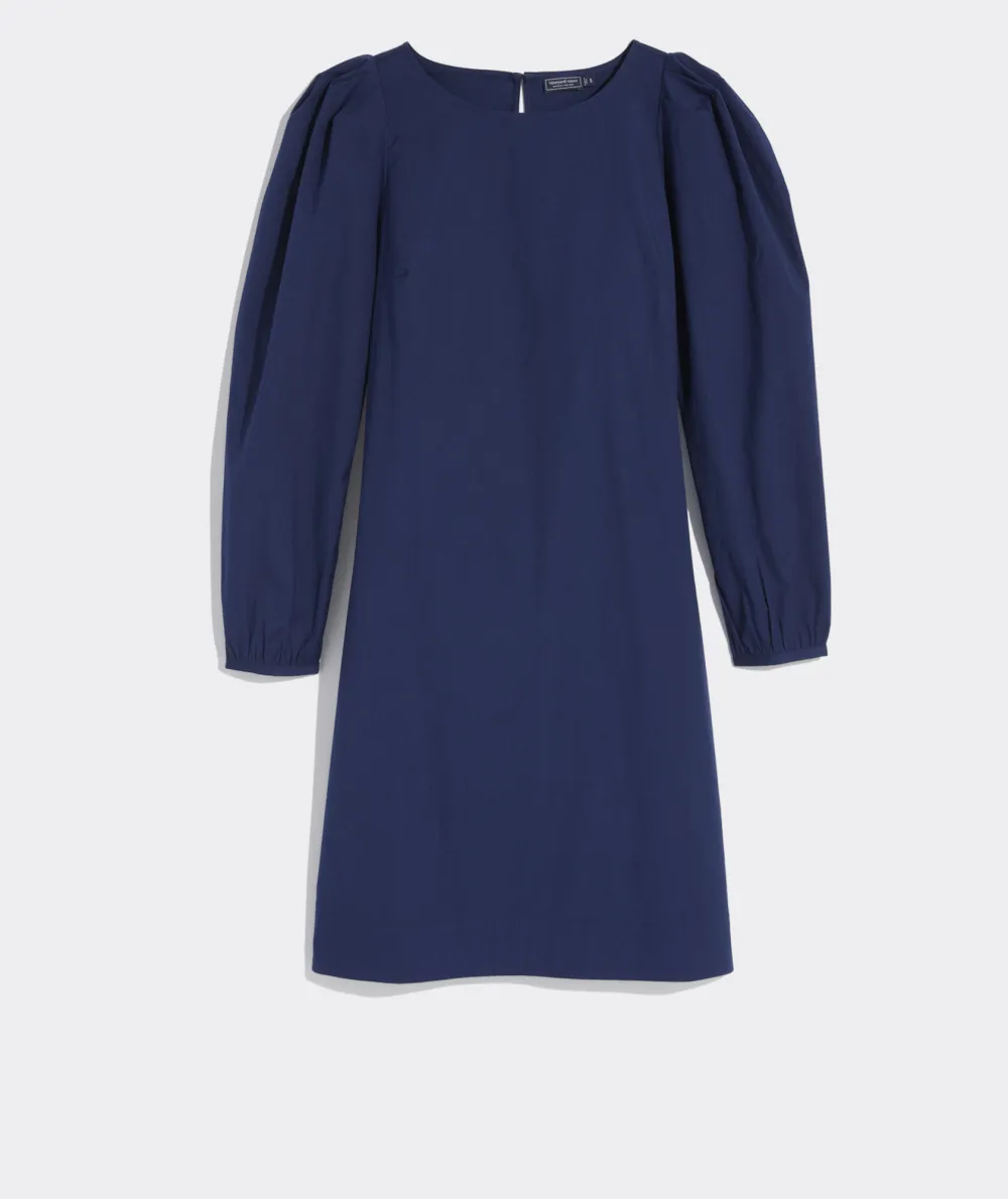 Poplin Puff-Sleeve Dress