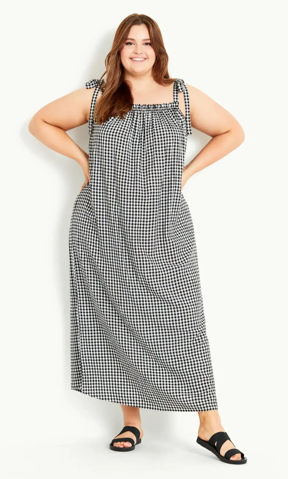 Evans Black Gingham Print Maxi Dress