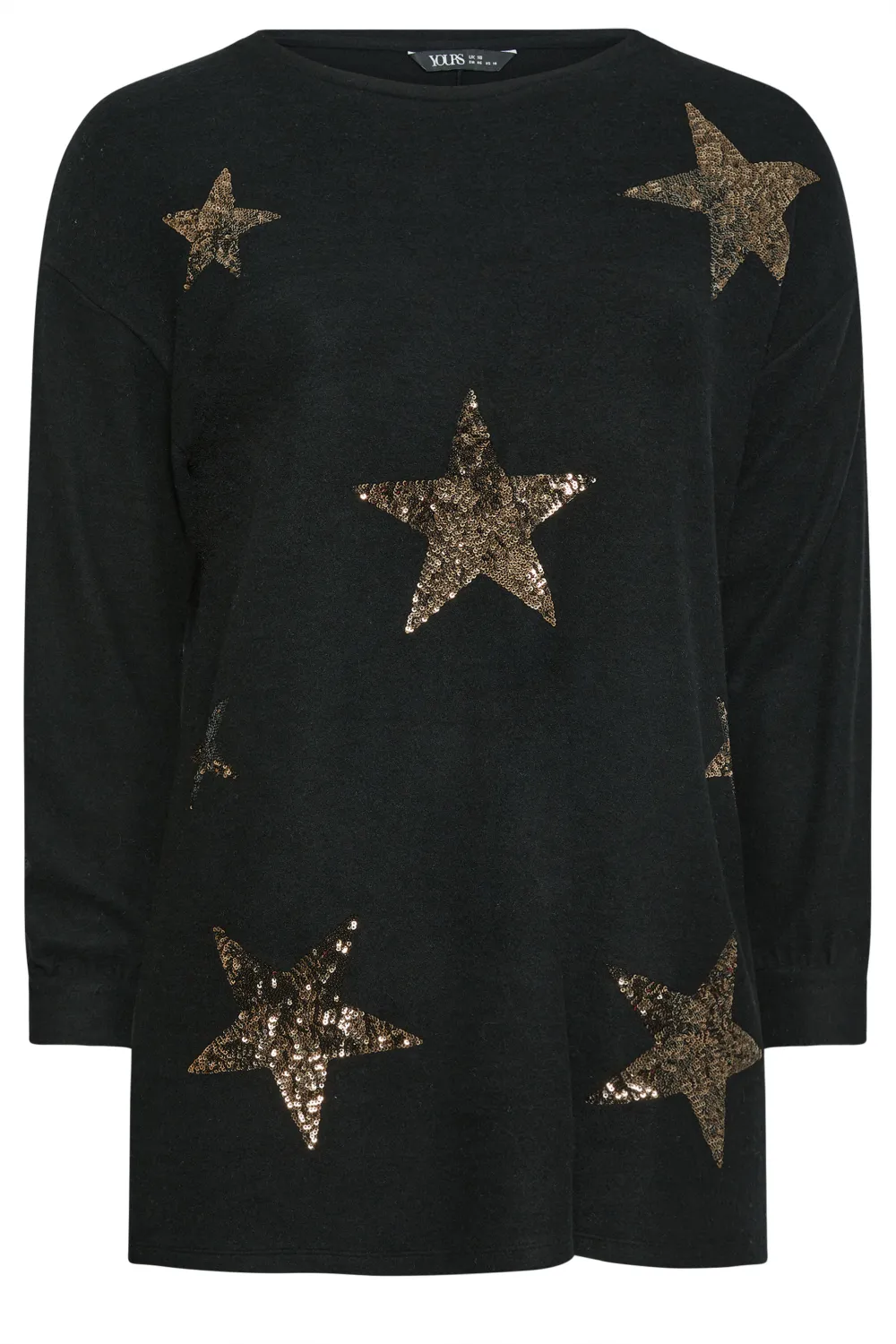 YOURS Curve Black Sequin Star Print Jumper